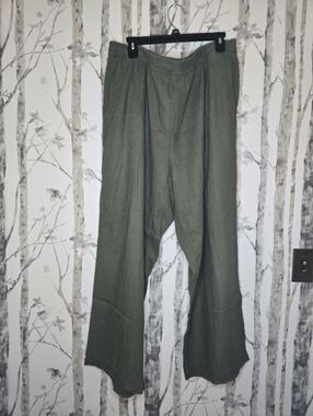 Old Navy High Rise Wide Leg Linen Pants Arugula Green XL